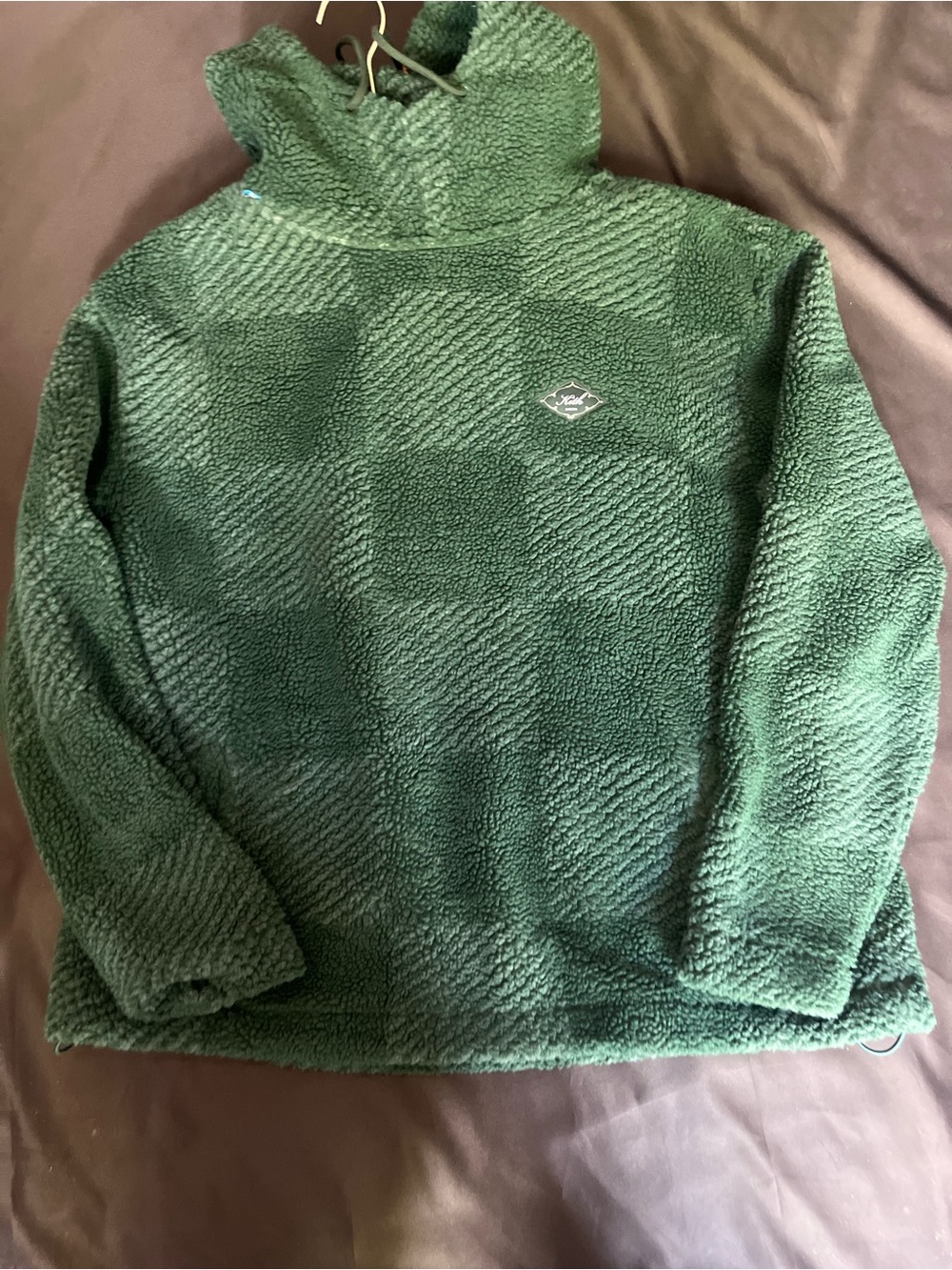 Kith Dark Green Check Sherpa Turtleneck Pullover